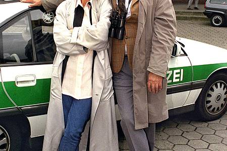 Evelyn Hamann und Heinz Baumann 1998 bei Dreharbeiten zu «Adelheid und ihre Mörder».